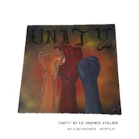 a painting of two fists with the words unity